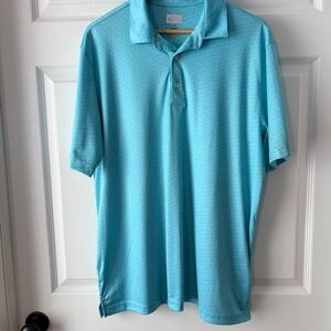 Greg Norman Mens ML75 Play Dry Golf Polo Shirt Blue Geometric Print Size Large